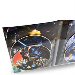 Viervoudige dvd-hoes met ruimte voor 4 schijven, omslag en boekje