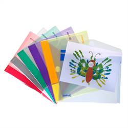 Enveloptassen A5 met velcrosluiting, 6 mappen in 6 pastelkleuren