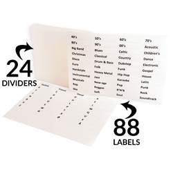Cd-tabbladen incl. labels met voorbedrukte genres - 24 st. 