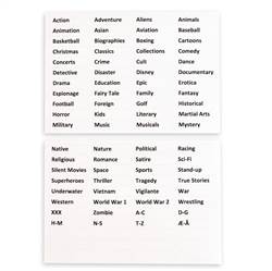 Dvd-tabbladen incl. labels met voorbedrukte filmgenres - 16 st. 