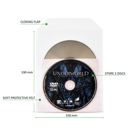Enkele/dubbele DVD-hoesjes met vilt voor DVD opbergen - 50 st