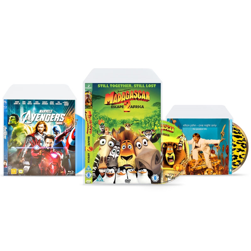 Correct volwassen vernieuwen Sample pakket met hoezen voor DVD, CD, Blu-Ray en PS4